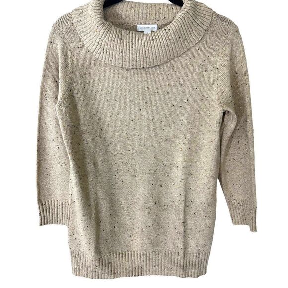 Charter Club Womens Marilyn Sweater in Sand Beige SZ M Gold Metallic Threads NWT - Picture 1 of 5
